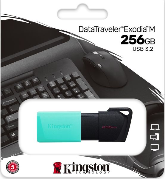 Флеш-накопичувач USB3.2 256GB Kingston DataTraveler Exodia M Black/Teal (DTXM/256GB) 407061 фото