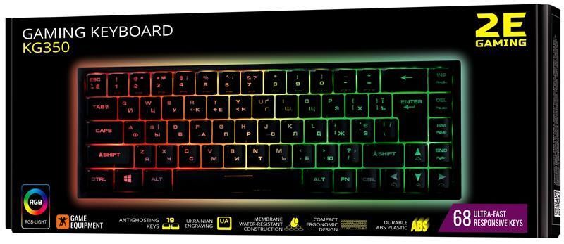 Клавіатура 2E Gaming KG350UBK RGB Ukr Black (2E-KG350UBK) 444966 фото
