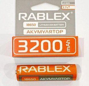 Акумулятор Rablex 18650 Li-Ion 3200mAh 522617 фото