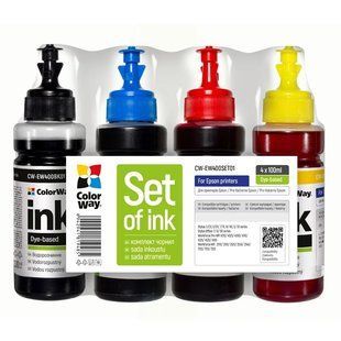 Комплект чорнил ColorWay для Epson T26/C91 BK/С/M/Y (ColorWay-EW400SET01) 4*100г 64039 фото
