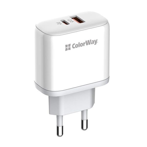 Мережевий зарядний пристрій ColorWay Power Delivery Port PPS USB (Type-C PD + USB QC3.0) (45W) White (CW-CHS042PD-WT) 491450 фото