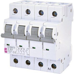 Автоматичний вимикач ETI ETIMAT 6 3p+N C 63 А (6 kA) (2146522) 606301 фото