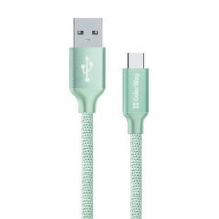 Кабель ColorWay USB - USB Type-C (M/M), 1 м, Mint (CW-CBUC003-MT) 239251 фото