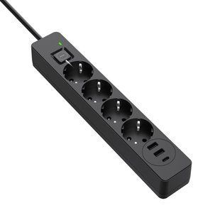 Фільтр живлення ColorWay CW-CHE432PDB 4 розетки, 3USB (2USB-A + 1 TYPE-C) (24W), 2м, Black 515332 фото