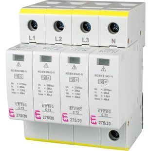 Обмежувач перенапруги ETI ETITEC C T2 275/20 (4+0) 4p (2440395) 606292 фото