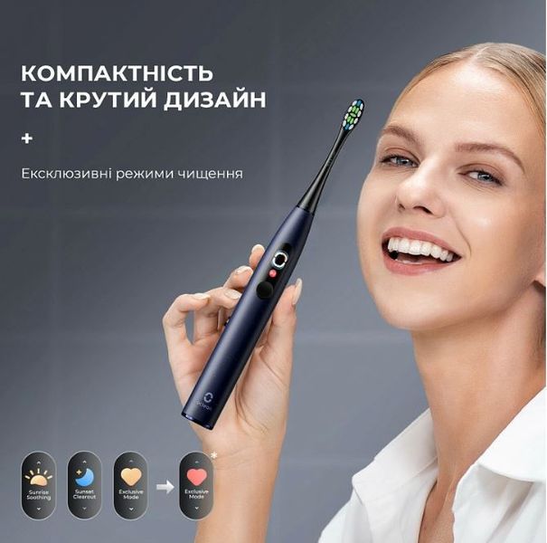 Розумна зубна електрощітка Oclean X Pro Digital Electric Toothbrush Dark Blue (6970810553482) 492436 фото