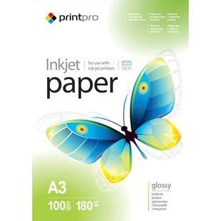 Фотопапір PrintPro глянцевий 180г/м2 A3 100арк (PGE180100A3) 127163 фото