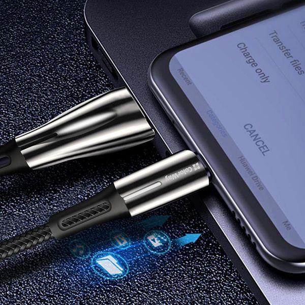 Кабель ColorWay USB - micro USB (M/M), Zinc Alloy + Led, 2.4 А, 1 м, Black (CW-CBUM035-BK) 327788 фото