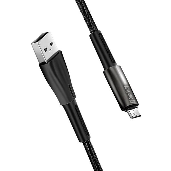 Кабель ColorWay USB - micro USB (M/M), Zinc Alloy + Led, 2.4 А, 1 м, Black (CW-CBUM035-BK) 327788 фото