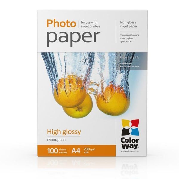Фотопапір ColorWay глянцевий 230г/м2 A4 100 арк. (PG230100A4) 4200 фото