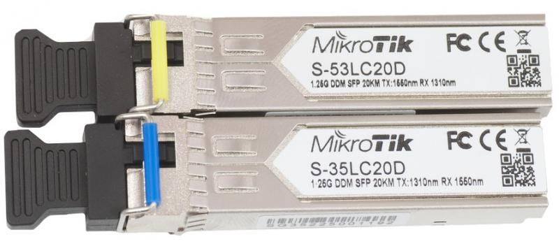 Модуль SFP MikroTik S-3553LC20D пара (1.25G Single Mode, LC, до 20км, підтримує DDM) 107138 фото