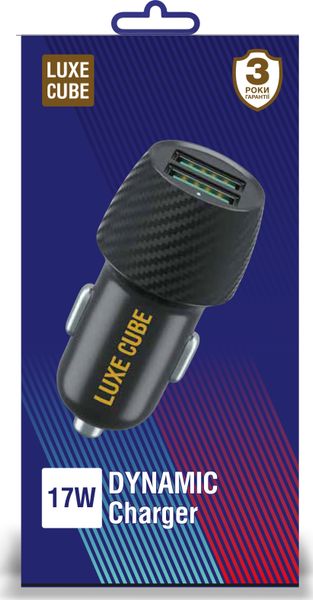 Автомобільний зарядний пристрій Luxe Cube 2USB 17W Black (8886668698498) 340259 фото