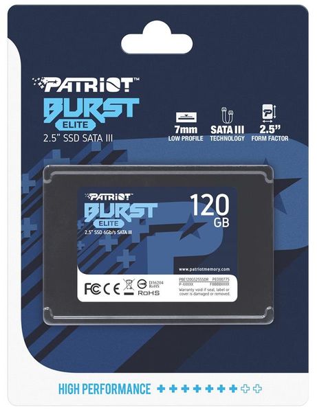 Накопичувач SSD 120GB Patriot Burst Elite 2.5" SATAIII TLC (PBE120GS25SSDR) 336784 фото