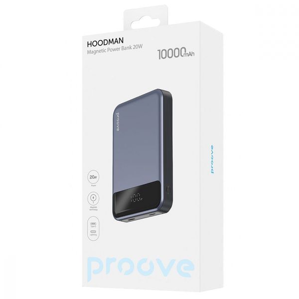 Універсальна мобільна батарея Proove Hoodman Magnetic 20W 10000mAh Black (PBH120010001) 561744 фото