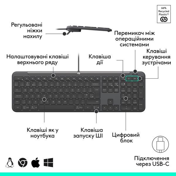 Клавіатура Logitech Signature Slim K620 for Business Graphite (920-013333) 560913 фото