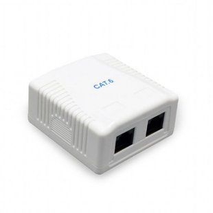 Розетка Cablexpert (NCAC-2U6-01) 2хRJ-45, Cat6, зовнішня, біла 224527 фото