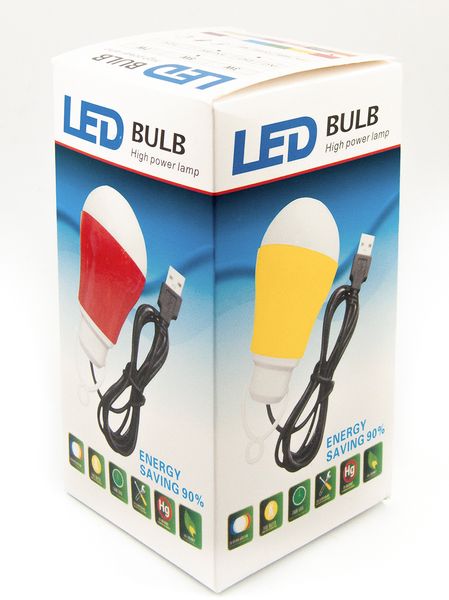 USB-світильник з LED-лампочкою Dengos, шнур ~1м, 5V, 5W, Green (LED-BULB-5V5W-GREEN) 457173 фото