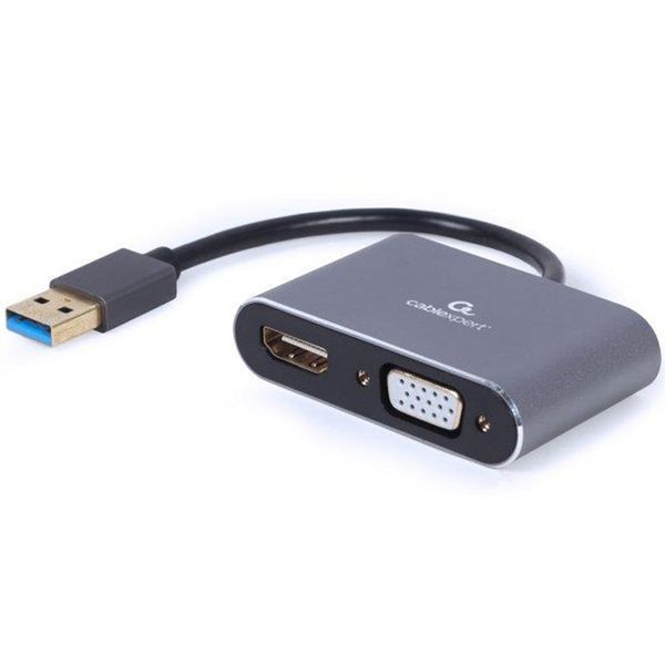 Адаптер Cablexpert HDMI+VGA - USB (F/M), 0.15 м, Black (A-USB3-HDMIVGA-01) 399396 фото