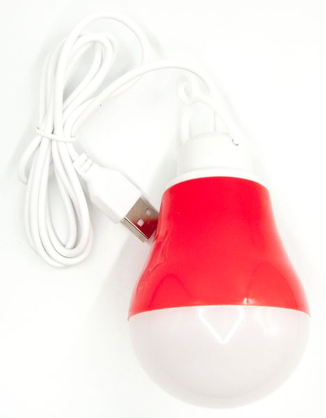 USB-світильник з LED-лампочкою Dengos, шнур ~1м, 5V, 5W, Red (LED-BULB-5V5W-RED) 457174 фото