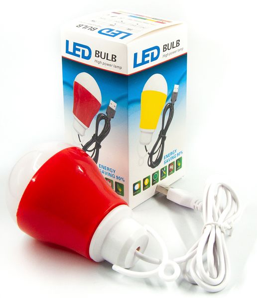 USB-світильник з LED-лампочкою Dengos, шнур ~1м, 5V, 5W, Red (LED-BULB-5V5W-RED) 457174 фото