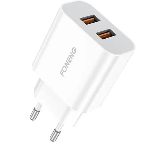 Мережевий зарядний пристрій Foneng EU45 Dual USB Charger (2USBх2.4A) White (EU45-CH-TC) + кабель USB Type C 488497 фото