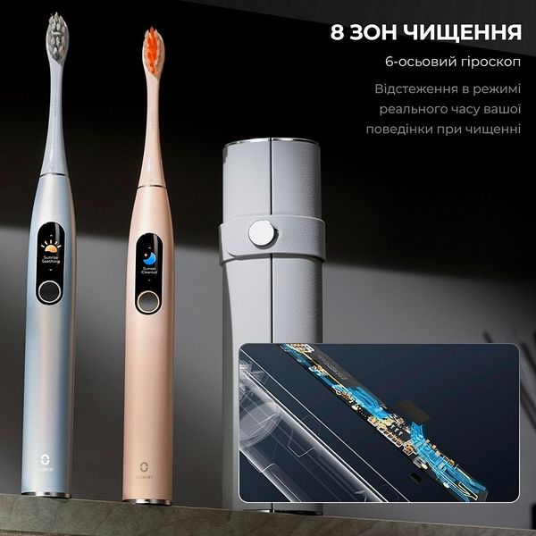 Розумна зубна електрощітка Oclean X Pro Digital Electric Toothbrush Champagne Gold (6970810552553) 446241 фото