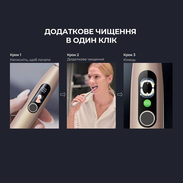 Розумна зубна електрощітка Oclean X Pro Digital Electric Toothbrush Champagne Gold (6970810552553) 446241 фото