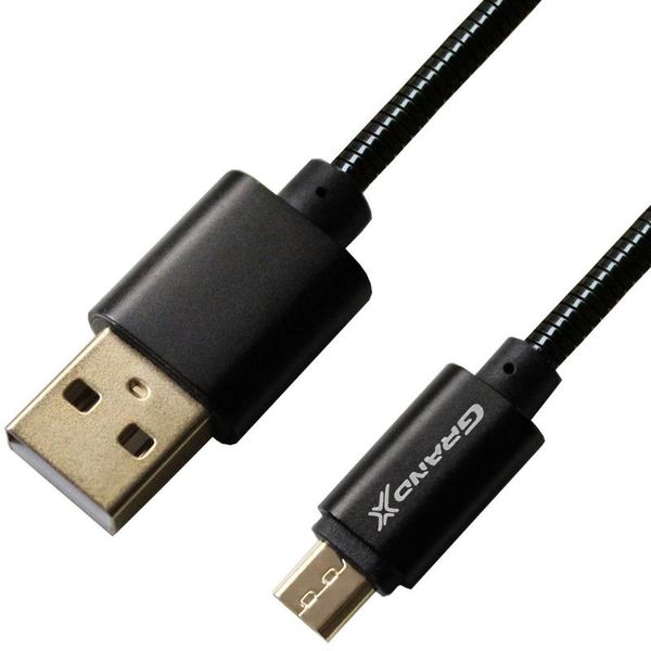 Кабель Grand-X USB - micro USB (M/M), 2.1A, металеве обплетення, 1 м, Black (MM-01B) гіфтбокс з вікном 283603 фото