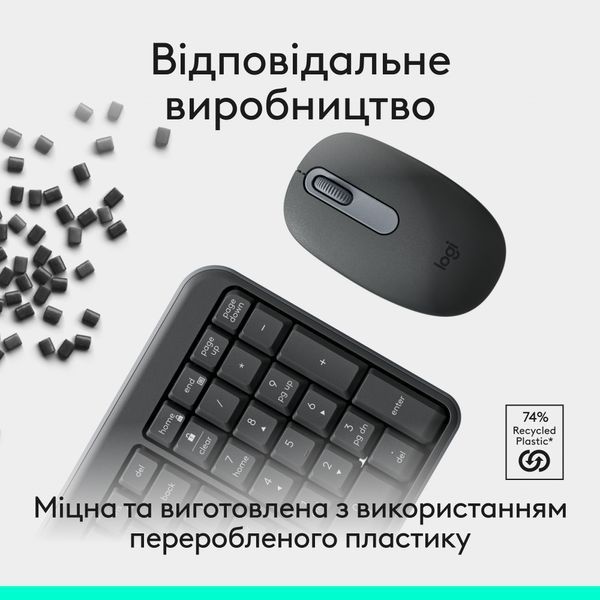 Комплект (клавіатура, миша) бездротовий Logitech MK250 Graphite (920-013823) 561770 фото