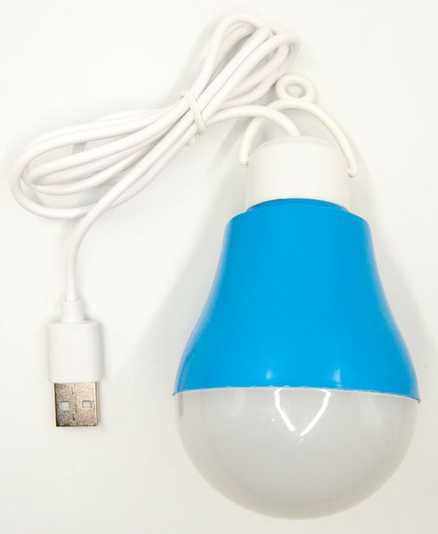 USB-світильник з LED-лампочкою Dengos, шнур ~1м, 5V, 5W, Blue (LED-BULB-5V5W-BLUE) 457175 фото