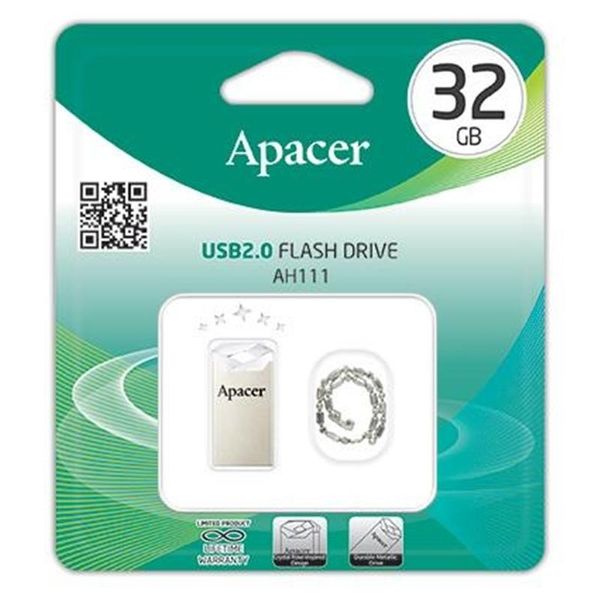 Флеш-накопичувач USB 32GB Apacer AH111 Silver/Crystal (AP32GAH111CR-1) 242555 фото