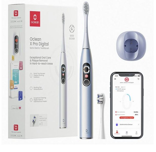 Розумна зубна електрощітка Oclean X Pro Digital Electric Toothbrush Glamour Silver (6970810552560) 446242 фото