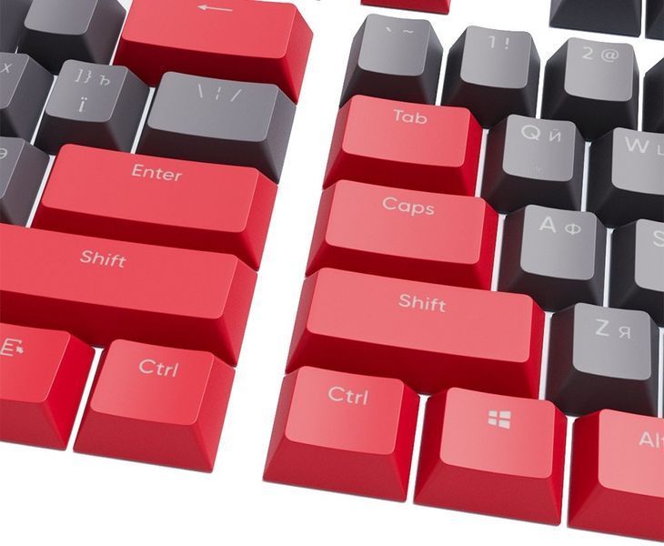 Набір кейкапів Dark Project PBT KS-42 ENG/UA/RU Black/Red (DP-KS-0042) 585326 фото