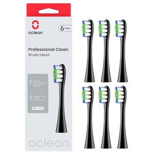 Насадка для зубної електрощітки Oclean P1C5 B06 Professional Clean Brush Head Black (6 шт) (6970810553864) 492449 фото