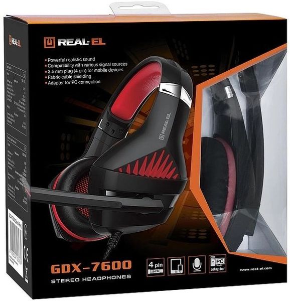 Гарнітура REAL-EL GDX-7600 Black/Red 265794 фото