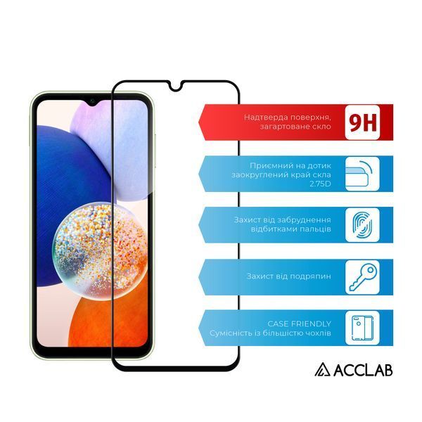 Захисне скло ACCLAB Full Glue для Samsung Galaxy A14 SM-A145 Black (1283126559747) 541414 фото