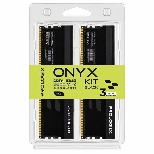 Модуль пам`ятi DDR4 2x16GB/3600 Prologix Onyx Black RGB (PRO32GB3600YBR4K) 620453 фото