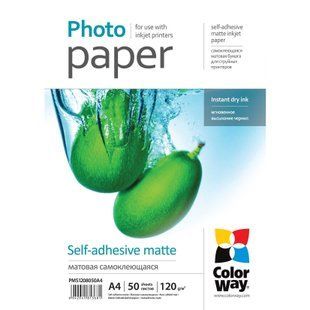 Фотопапір ColorWay матовий самоклейний 120г/м2 A4 50 арк. (PMS1208050A4) 43520 фото
