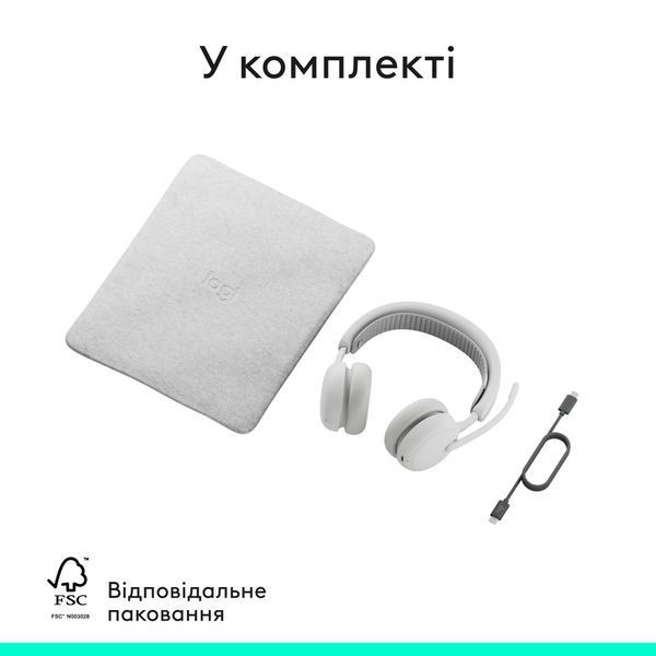 Bluetooth-гарнітура Logitech Zone Wireless 2 ES Off-White (981-001508) 589676 фото