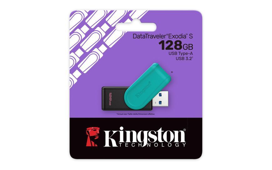 Флеш-накопичувач USB3.2 128GB Kingston DataTraveler Exodia S Black/Green (DTXS/128GB) 556361 фото