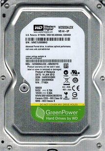 Накопичувач HDD SATA 500GB WD AV-GP 32MB (WD5000AUDX) Refurbished 142061 фото