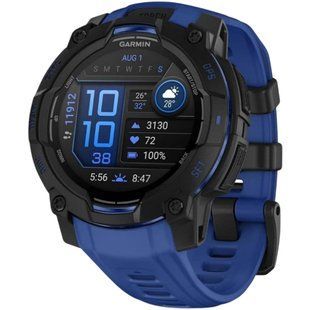 Смарт-годинник Garmin Instinct 3 45mm AMOLED Black with Bolt Blue/Black Silicone Band (010-02936-03) 596069 фото