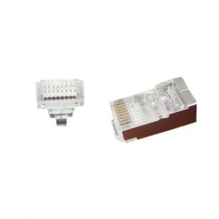 Конектор RJ 45 Cablexpert (LC-PTF-01/100) екранований, із позолоченими контактами, з наскрізними отворами (100 шт/уп) 228502 фото