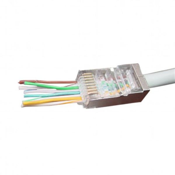 Конектор RJ 45 Cablexpert (LC-PTF-01/100) екранований, із позолоченими контактами, з наскрізними отворами (100 шт/уп) 228502 фото