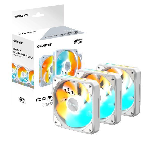 Вентилятор Gigabyte EZ Chain RVS Fan 120 Ice 3-Pack White (GP-GBT EZRVSFAN1203 ICE) 557193 фото