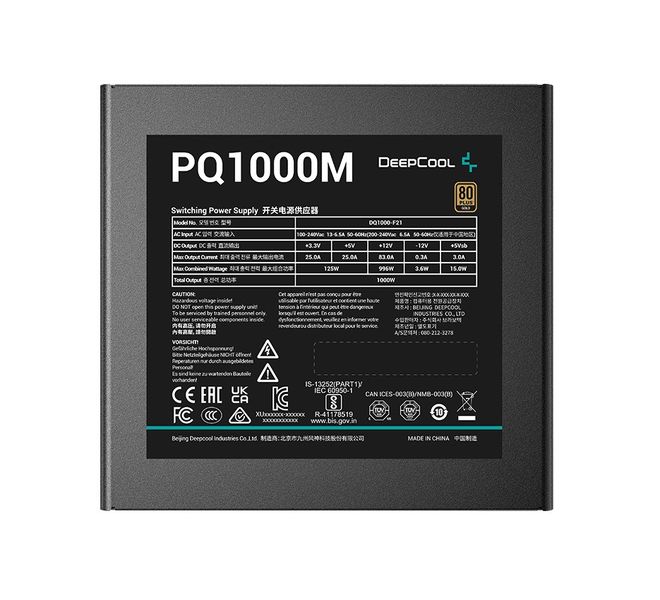 Блок живлення DeepCool PQ1000M (R-PQA00M-FA0B-EU) 1000W 427222 фото