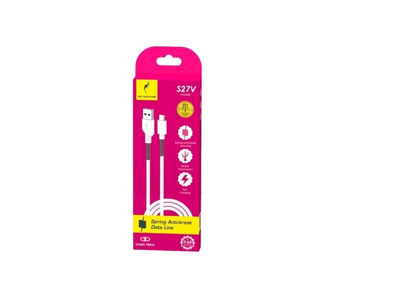 Кабель SkyDolphin S27V Spring Anti-Brake USB - micro USB (M/M), 1 м, White (SDUSB-000612) 533483 фото