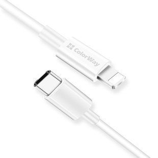 Кабель ColorWay USB Type-C - Lightning (M/M), 3.0 А, 1 м, White (CW-CBPDCL032-WH) 305927 фото