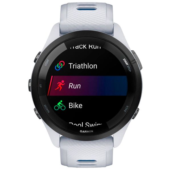 Смарт-годинник Garmin Forerunner 265 Black Bezel with Whitestone Case and Whitestone/Tidal Blue Silicone Band (010-02810-51) 460477 фото