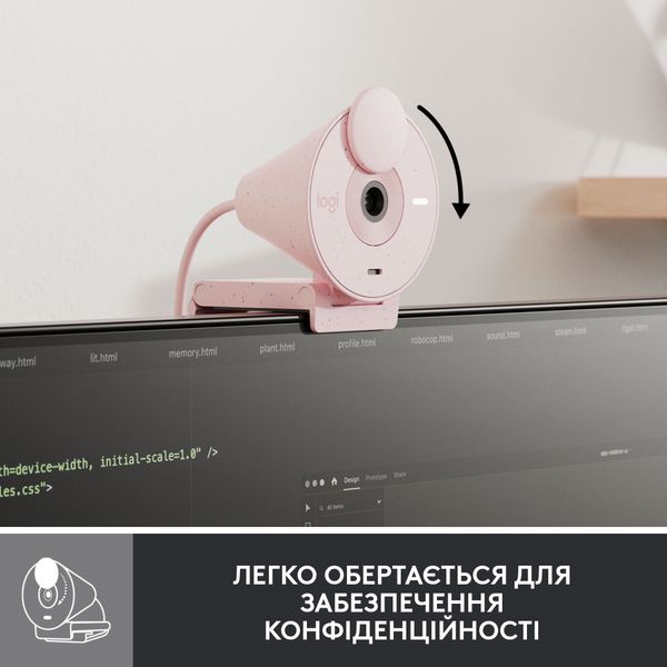 Веб-камера Logitech Brio 300 Rose (960-001448) 453737 фото